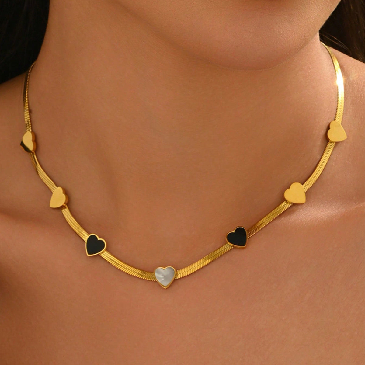 Lxalry 18K Gold Plated Heart Mirror Jewelry Set