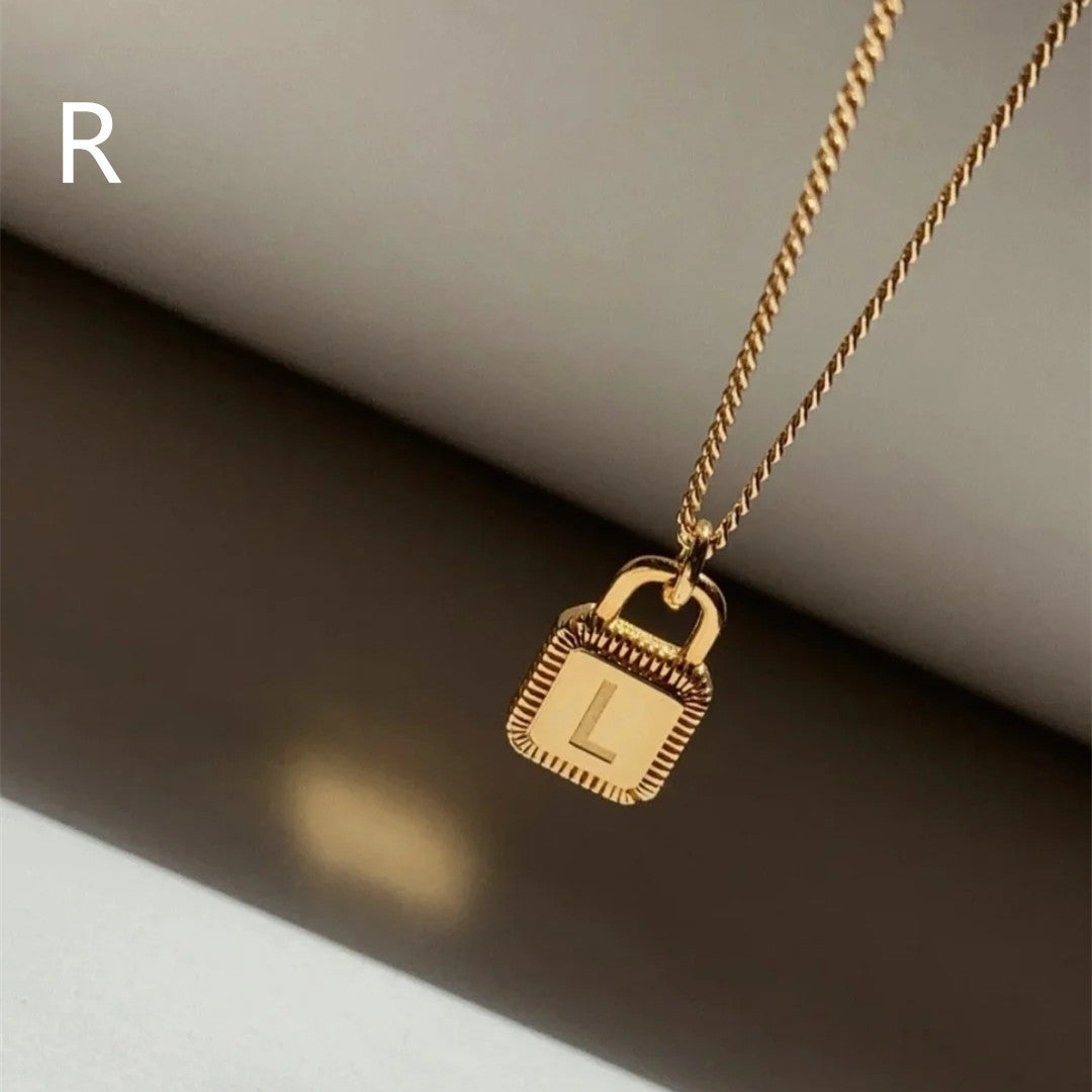 26 Letters Padlock 18K Gold Plated Necklace