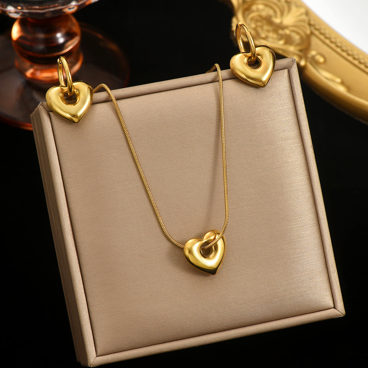 Luxury Lxalry 18K Gold Plated Hollow Heart Hypoallergenic Necklace