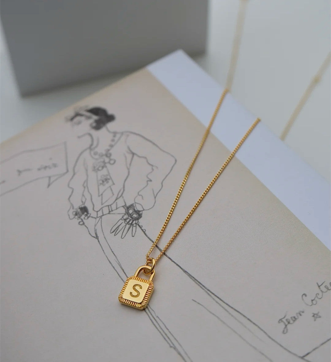 26 Letters Padlock 18K Gold Plated Necklace