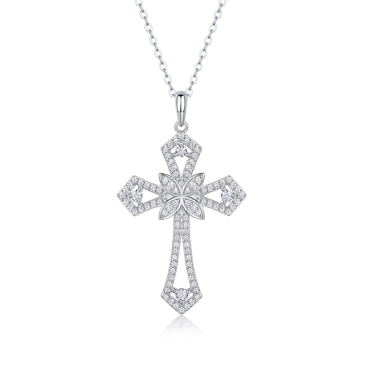 Force Luxury Diamond Necklace Set With Mossan Diamond Silver Ornaments