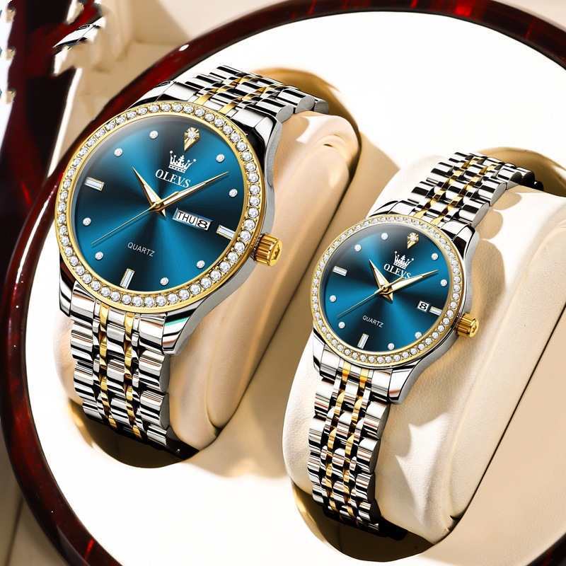 His and Hers Diamond-embedded Watch