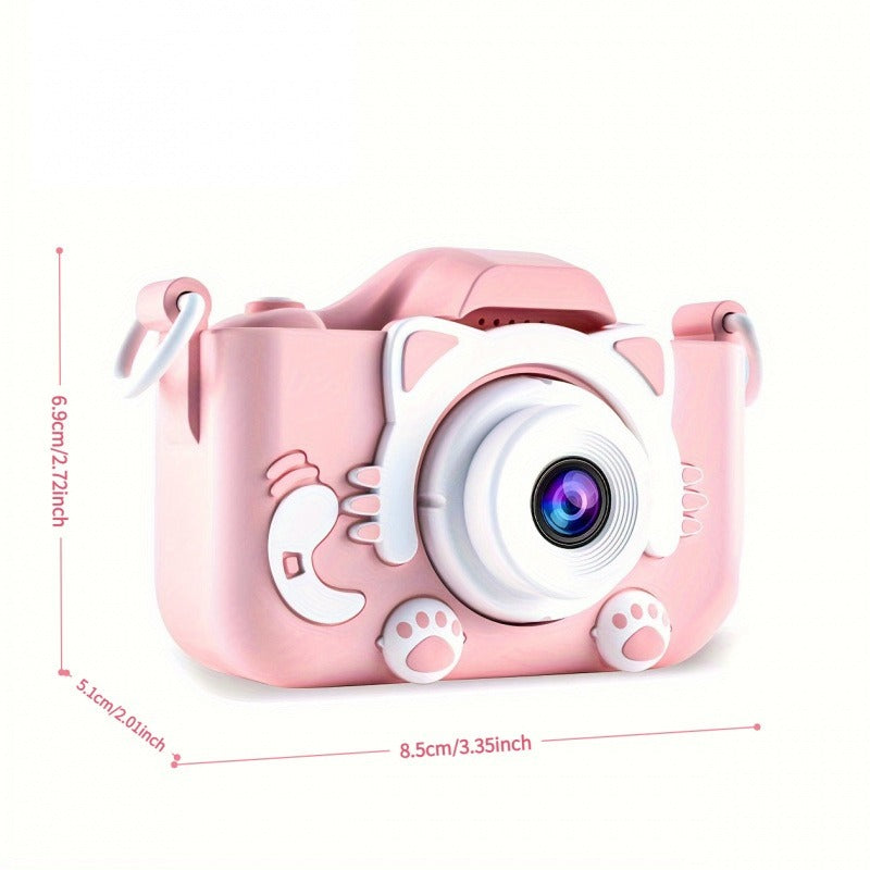 Pink Cat Camera for Photos, Videos, has 8 Filters For Selfie Mode with Built In 400mAh Battery.