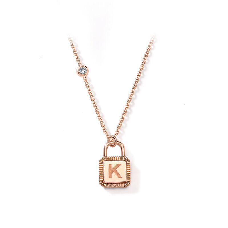 26 Letters Padlock 18K Gold Plated Necklace