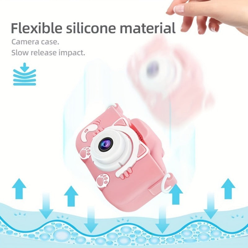 Pink Cat Camera for Photos, Videos, has 8 Filters For Selfie Mode with Built In 400mAh Battery.