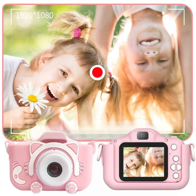 Pink Cat Camera for Photos, Videos, has 8 Filters For Selfie Mode with Built In 400mAh Battery.