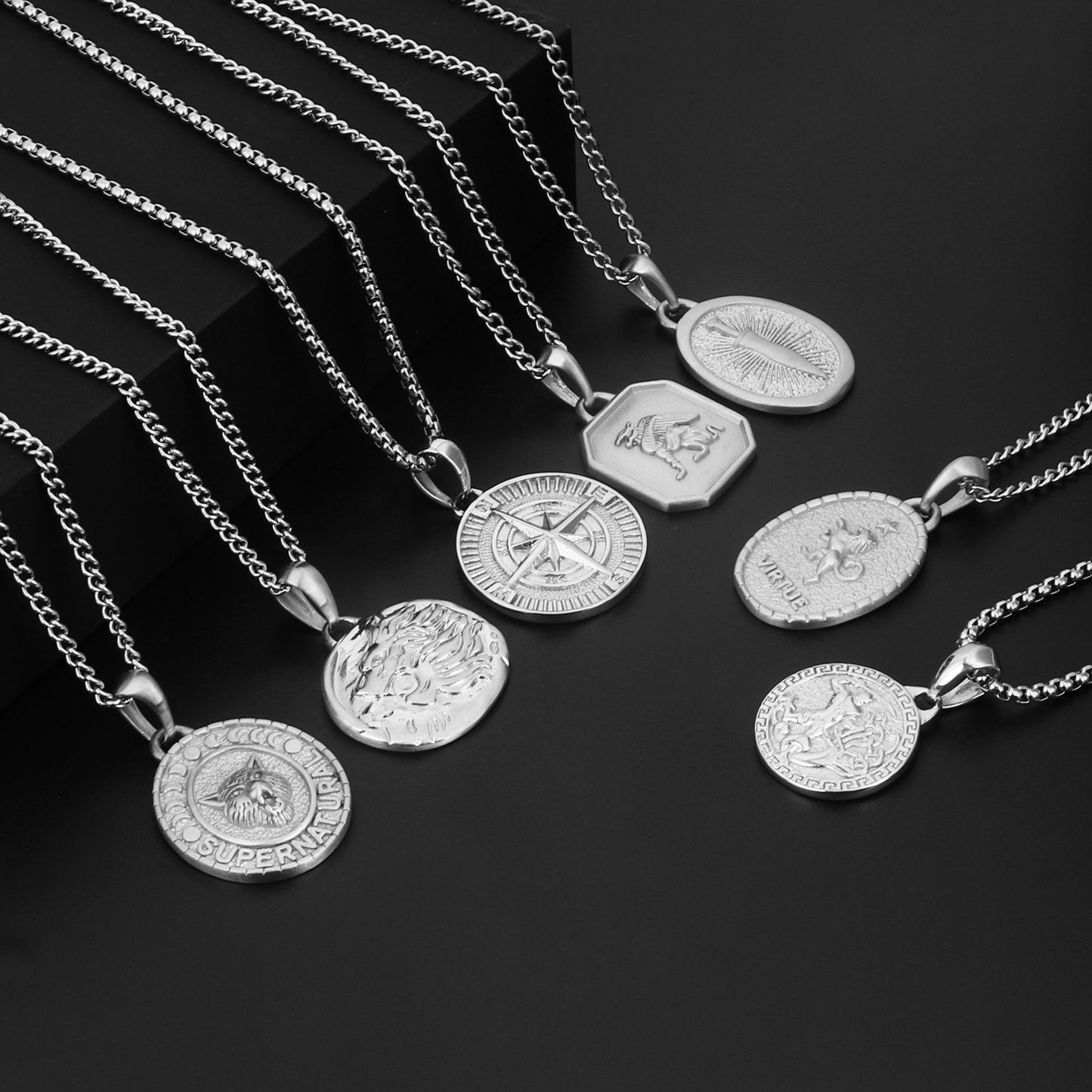 Stainless Steel Coin 18K Gold Plated Necklace