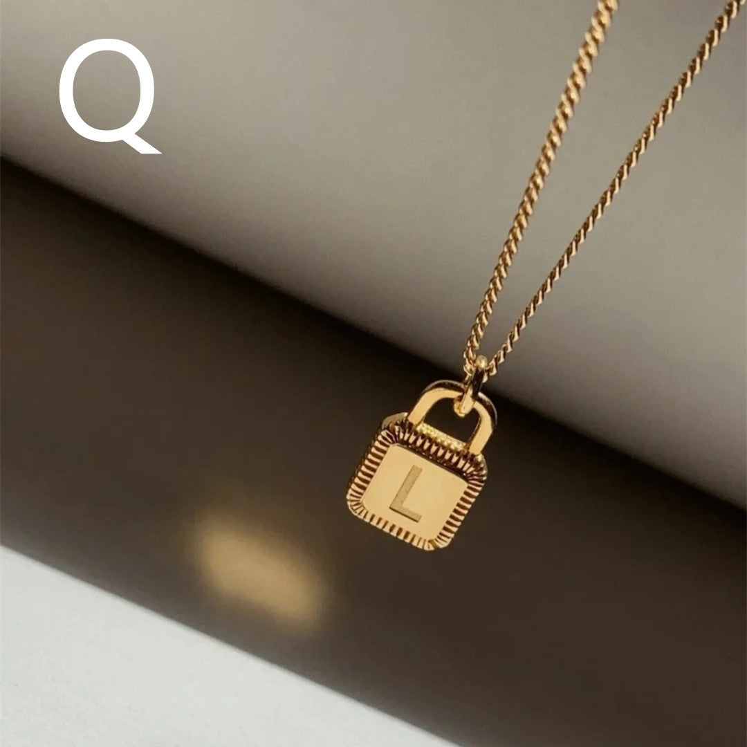 26 Letters Padlock 18K Gold Plated Necklace