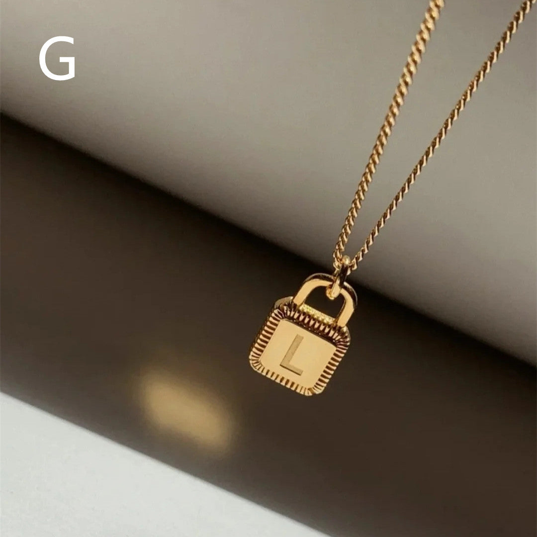 26 Letters Padlock 18K Gold Plated Necklace