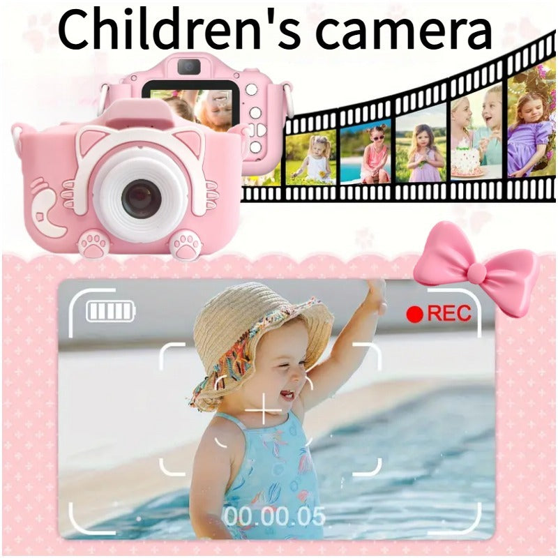 Pink Cat Camera for Photos, Videos, has 8 Filters For Selfie Mode with Built In 400mAh Battery.