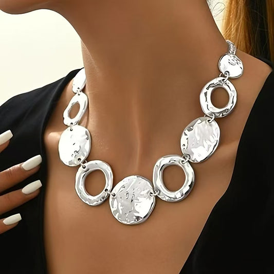 Lxalry Silver Electroplated Geometric  Pendant Necklace with Adjustable Chain