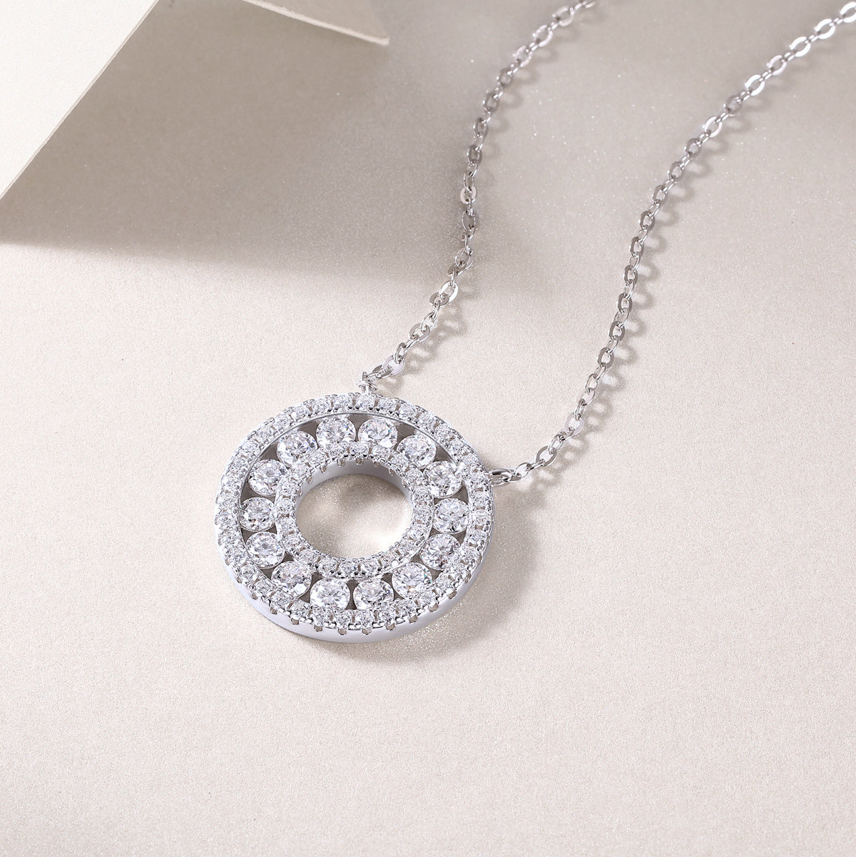 Luxury Fashion Diamond Necklace Set With Mosan Diamond Silver Ornaments