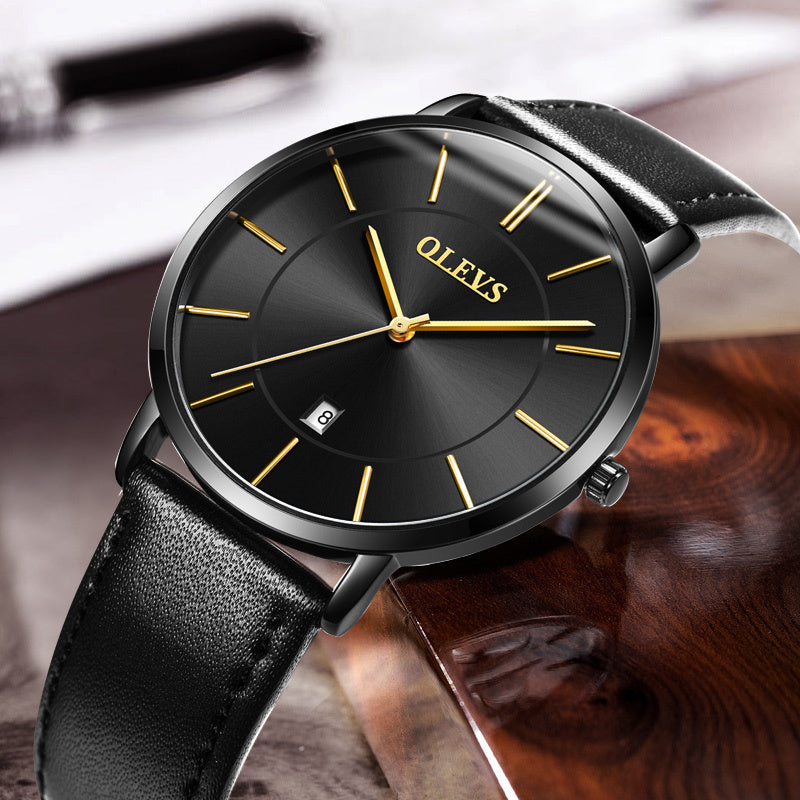 Leather Sport Waterproof Auto Date Quartz Wristwatch