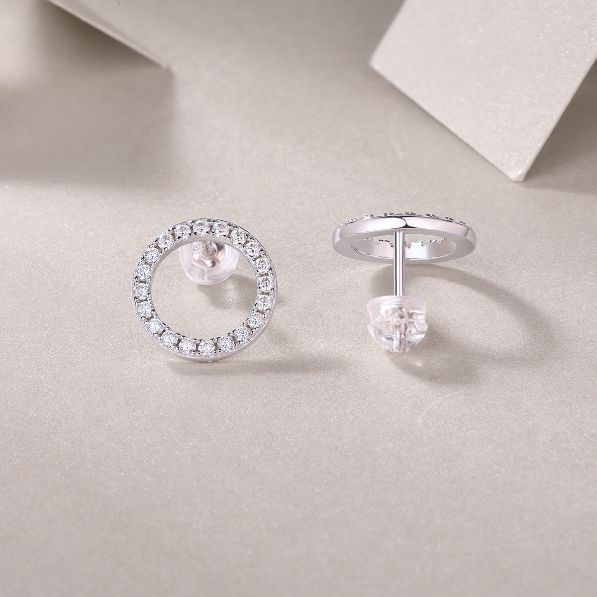 Luxury Diamond Set Maisonette Silver Stud Earrings