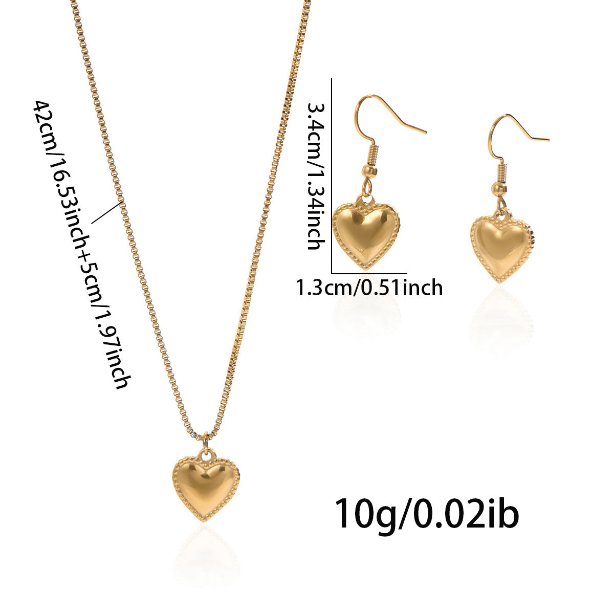 Luxury Lxalry 18K Gold Plated Symmetrical Heart Hypoallergenic Necklace