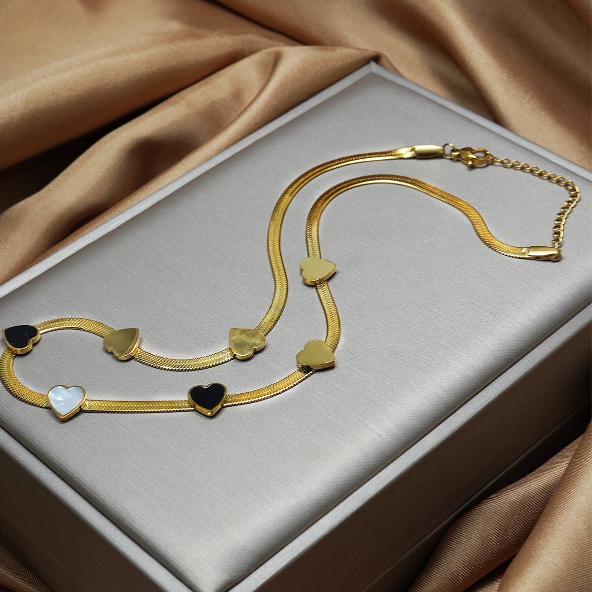Lxalry 18K Gold Plated Heart Mirror Jewelry Set