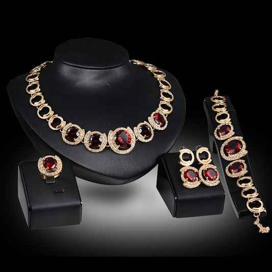 Red Zircon Bridal Set