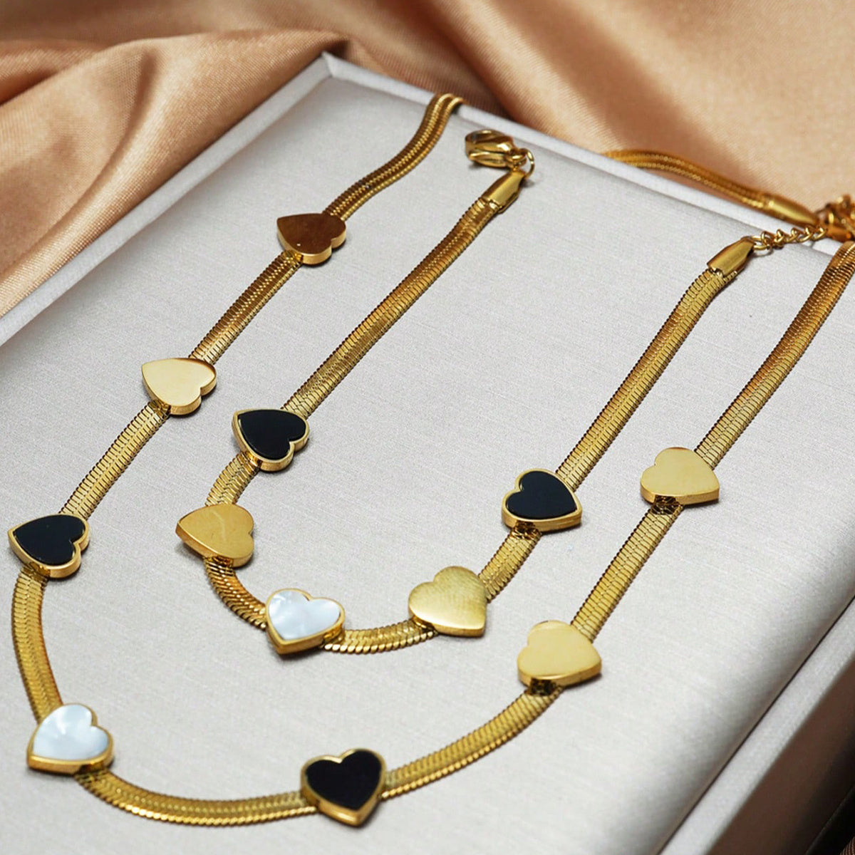 Lxalry 18K Gold Plated Heart Mirror Jewelry Set