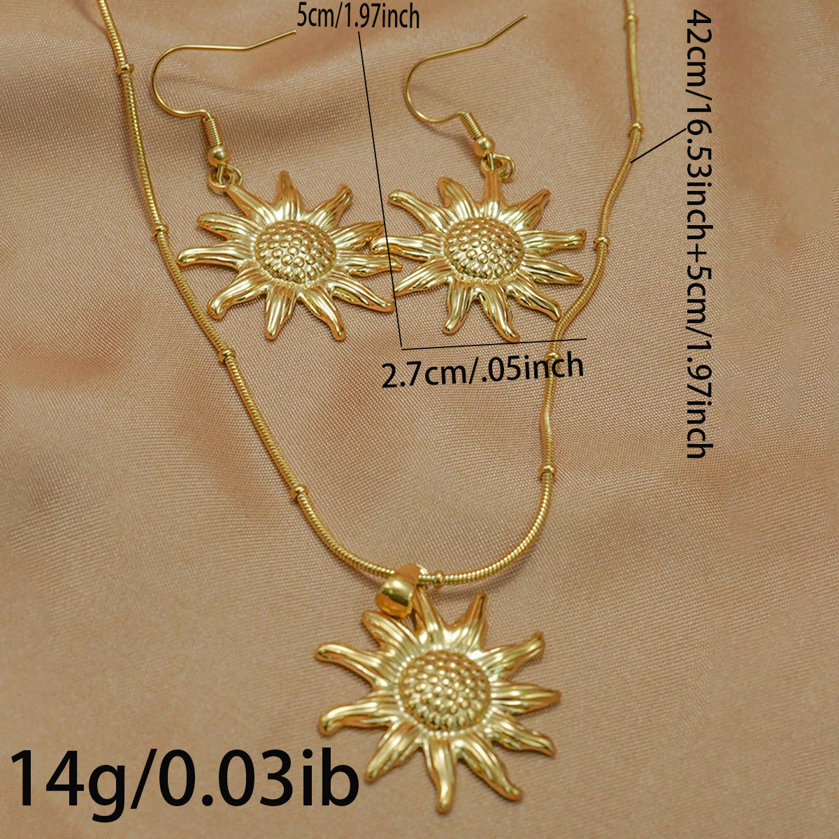 Lxalry 18K Gold Plated Sun Mirror Jewellery Set