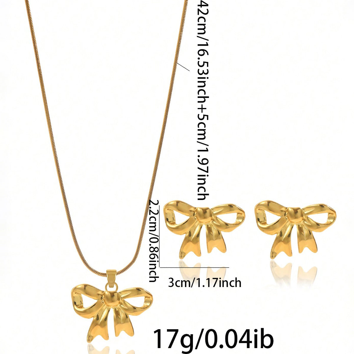 Luxury Lxalry  18K Gold Plated Bow Mirror Jewellery Set