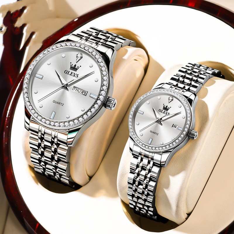 His and Hers Diamond-embedded Watch