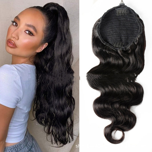 Natural Black Drawstring Ponytail Wigs