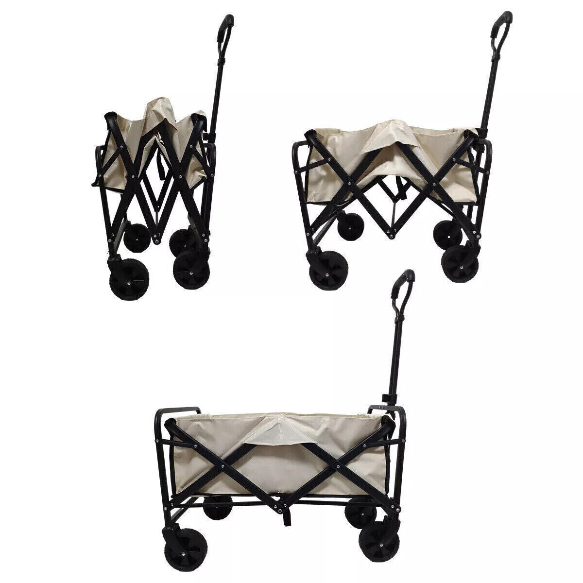 Large Foldable Outdoor Garden Beach Camping Trolley Cart 4 Wheel UK
