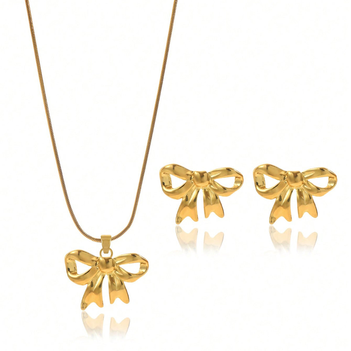 Luxury Lxalry  18K Gold Plated Bow Mirror Jewellery Set