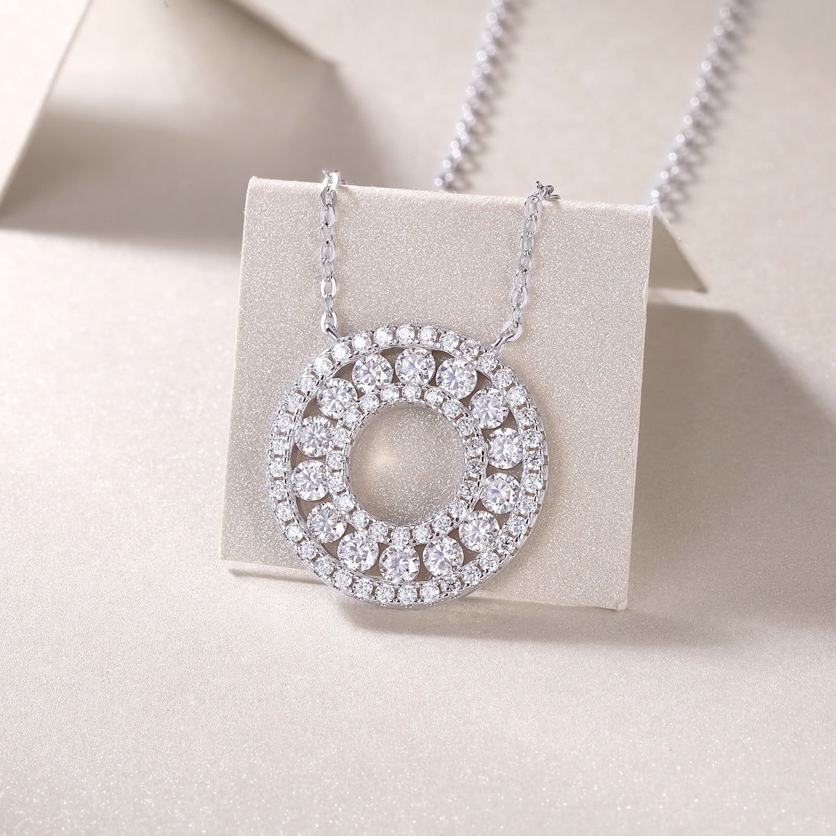 Luxury Fashion Diamond Necklace Set With Mosan Diamond Silver Ornaments