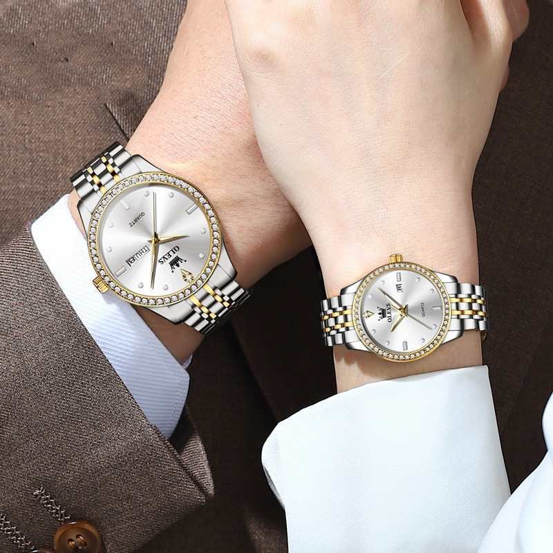 His and Hers Diamond-embedded Watch