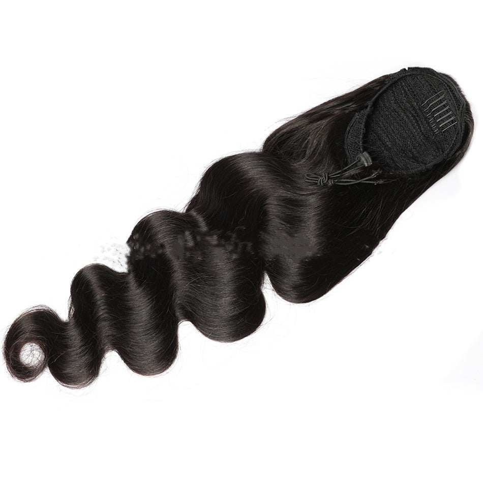 Natural Black Drawstring Ponytail Wigs