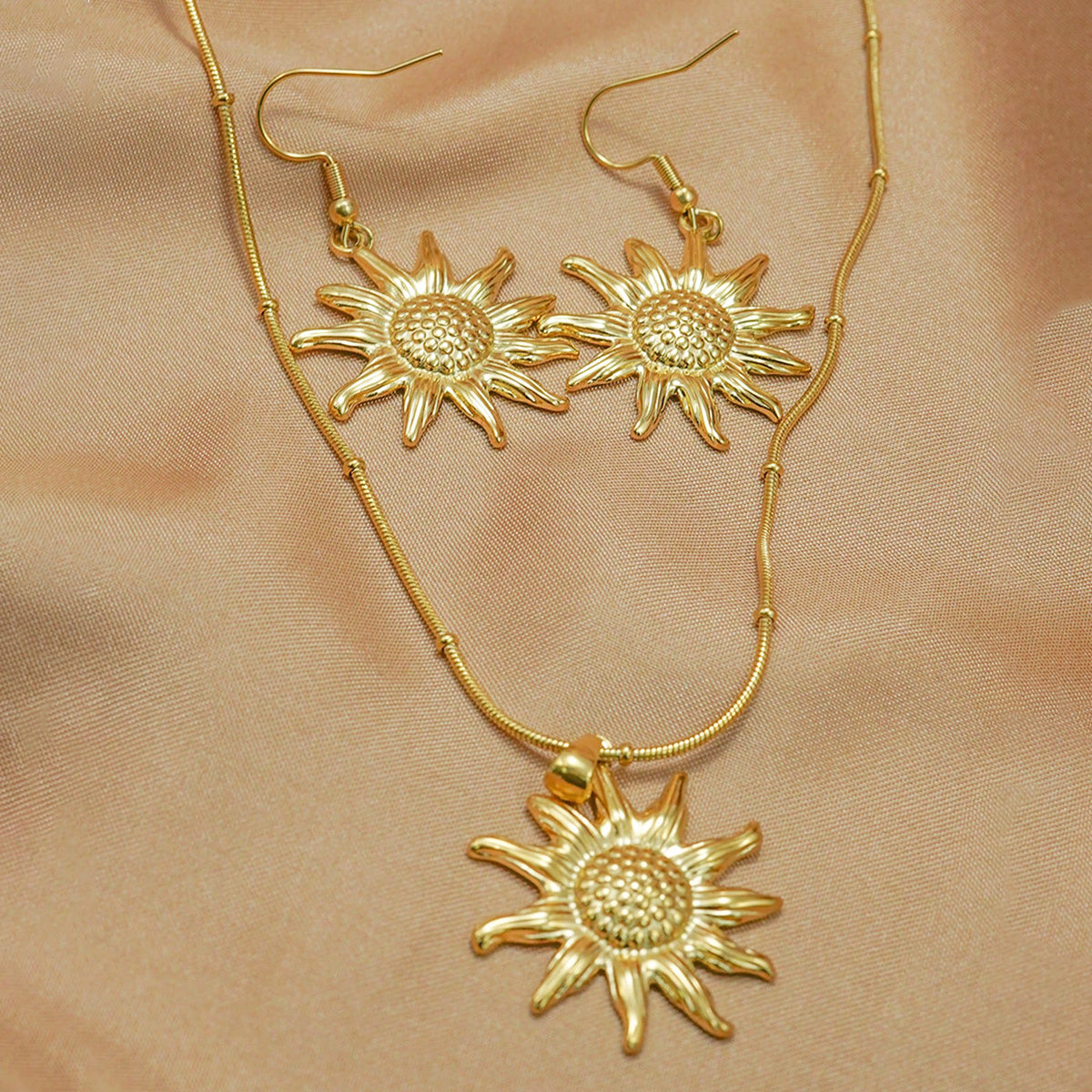 Lxalry 18K Gold Plated Sun Mirror Jewellery Set