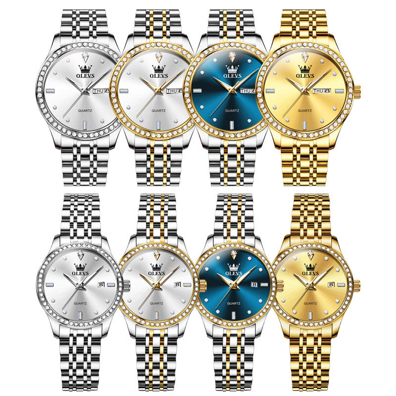 His and Hers Diamond-embedded Watch