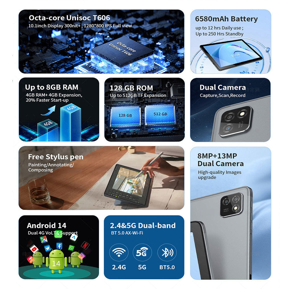 G-tab T11 Android 14 Tablet 10.1 Inch