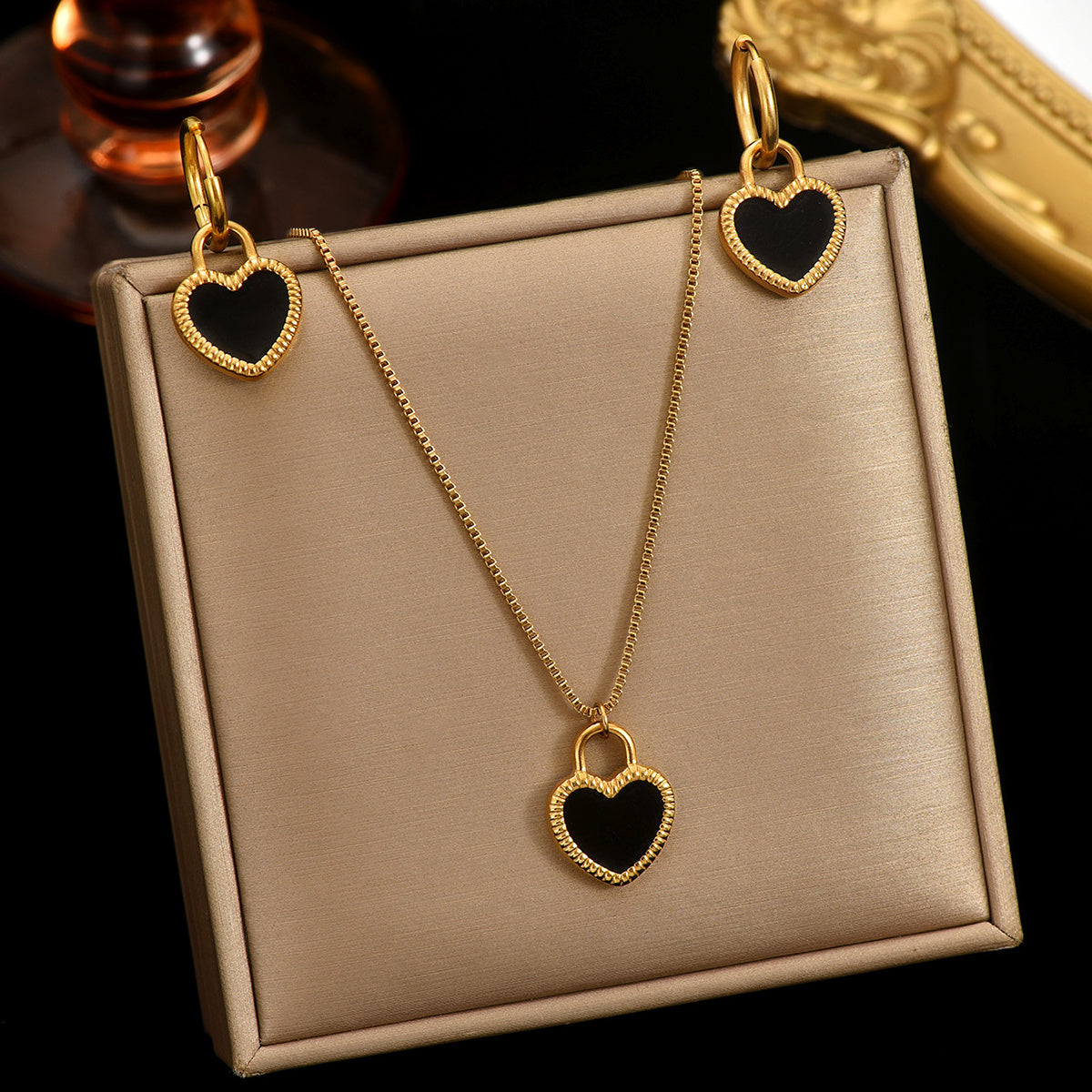 Luxury Lxalry 18K Gold Plated Stainless Steel Heart Mirror  Hypoallergenic Necklace ..Luxury Gift For Her