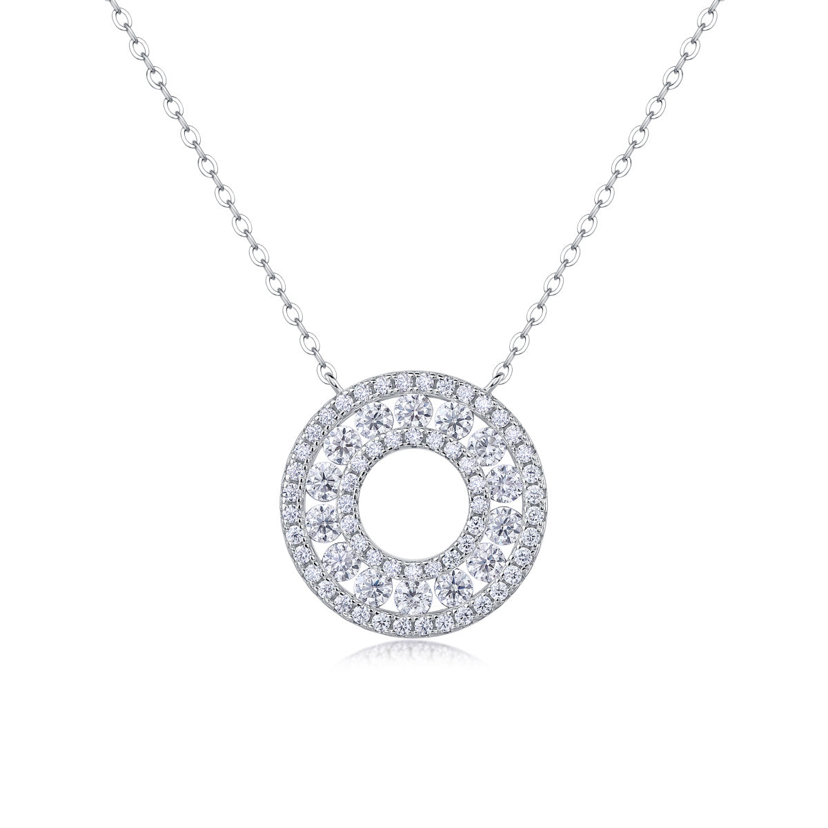 Luxury Fashion Diamond Necklace Set With Mosan Diamond Silver Ornaments