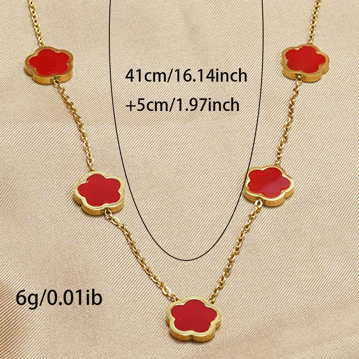 Lxalry 18K Gold Plated Five Leaf Clover Necklace