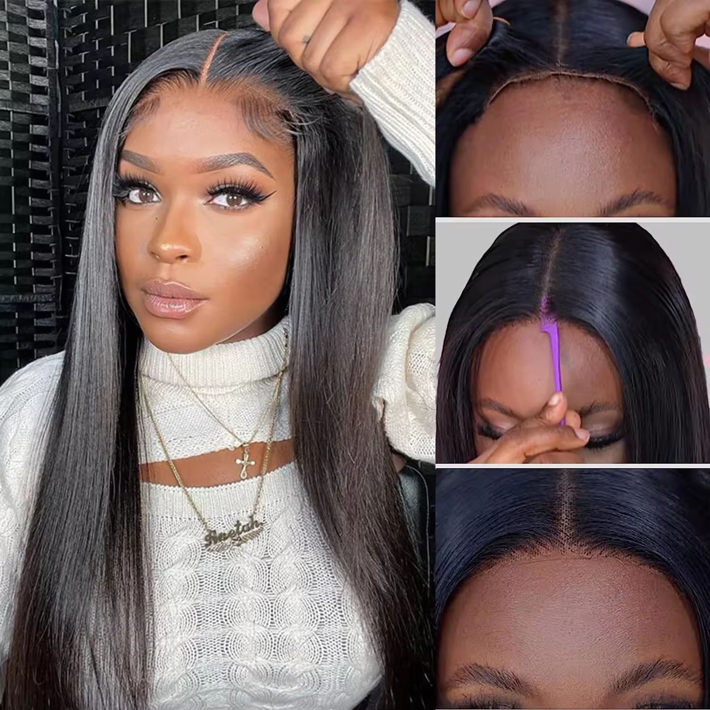 Glueless Human Hair Straight Wig