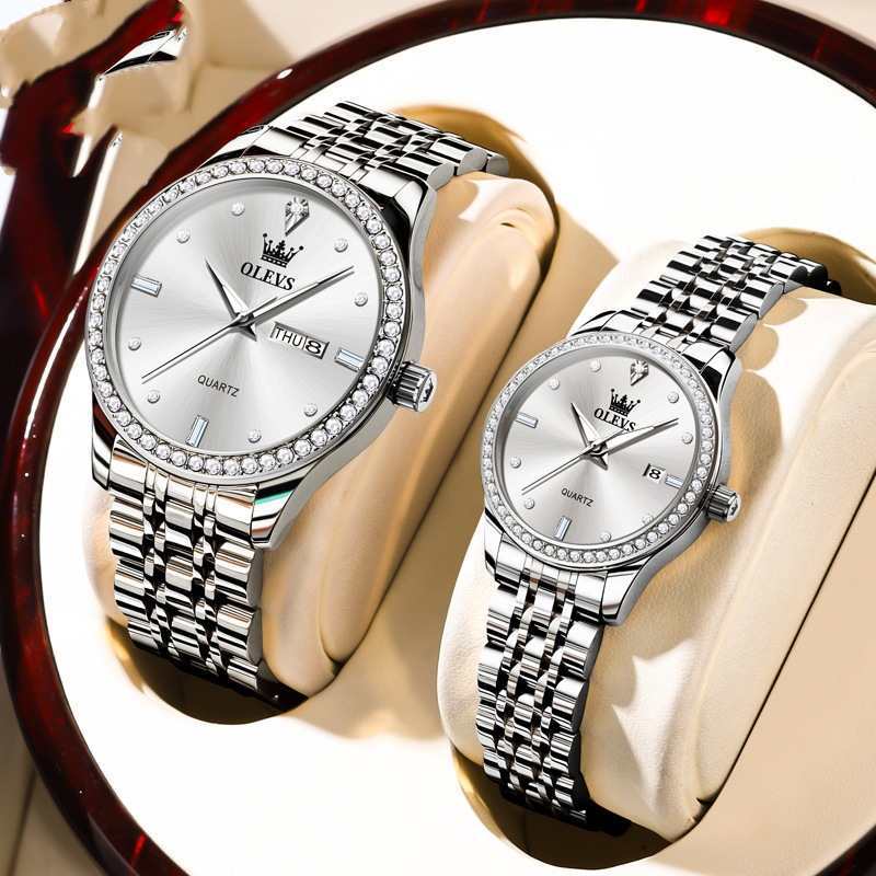 His and Hers Diamond-embedded Watch