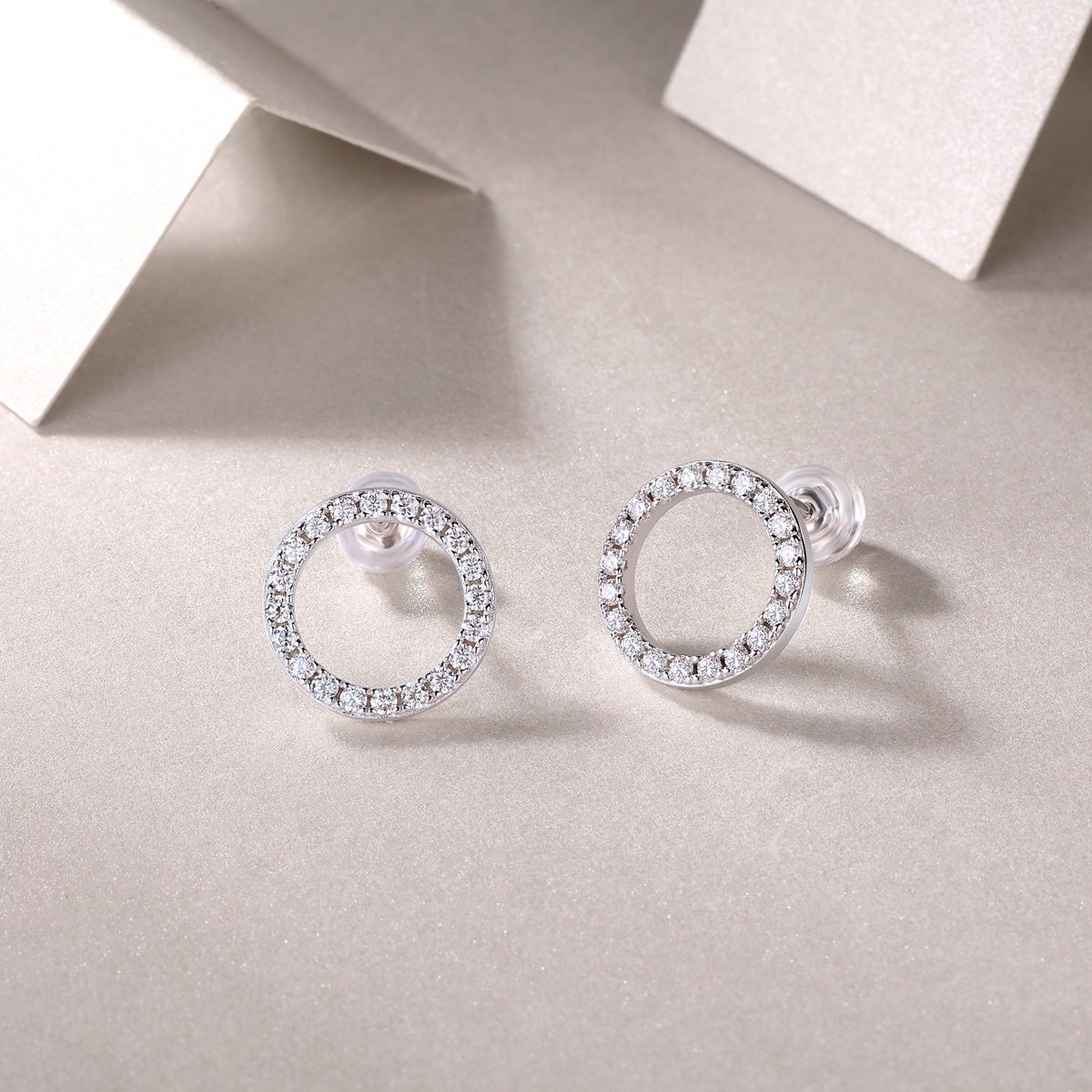 Luxury Diamond Set Maisonette Silver Stud Earrings