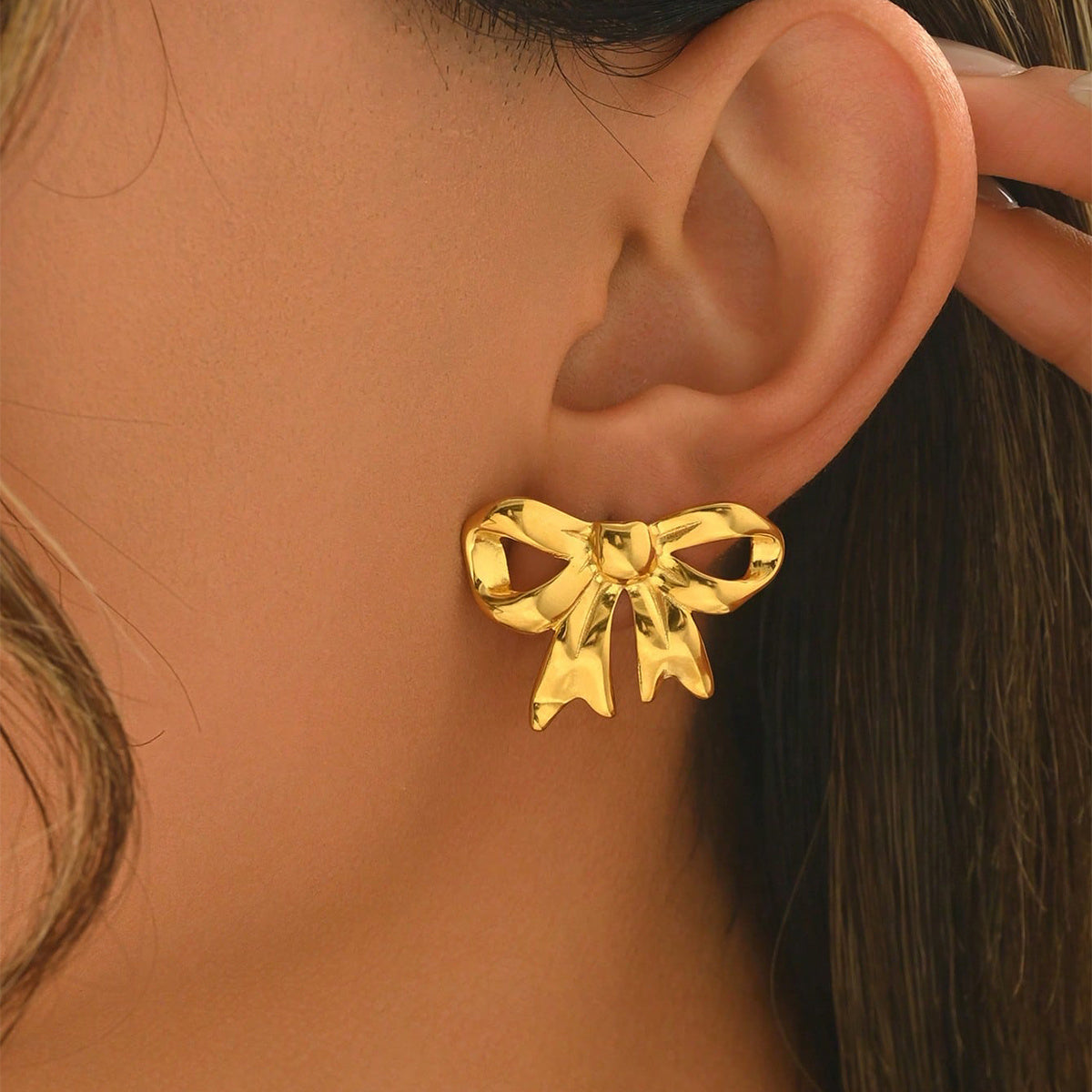 Luxury Lxalry  18K Gold Plated Bow Mirror Jewellery Set