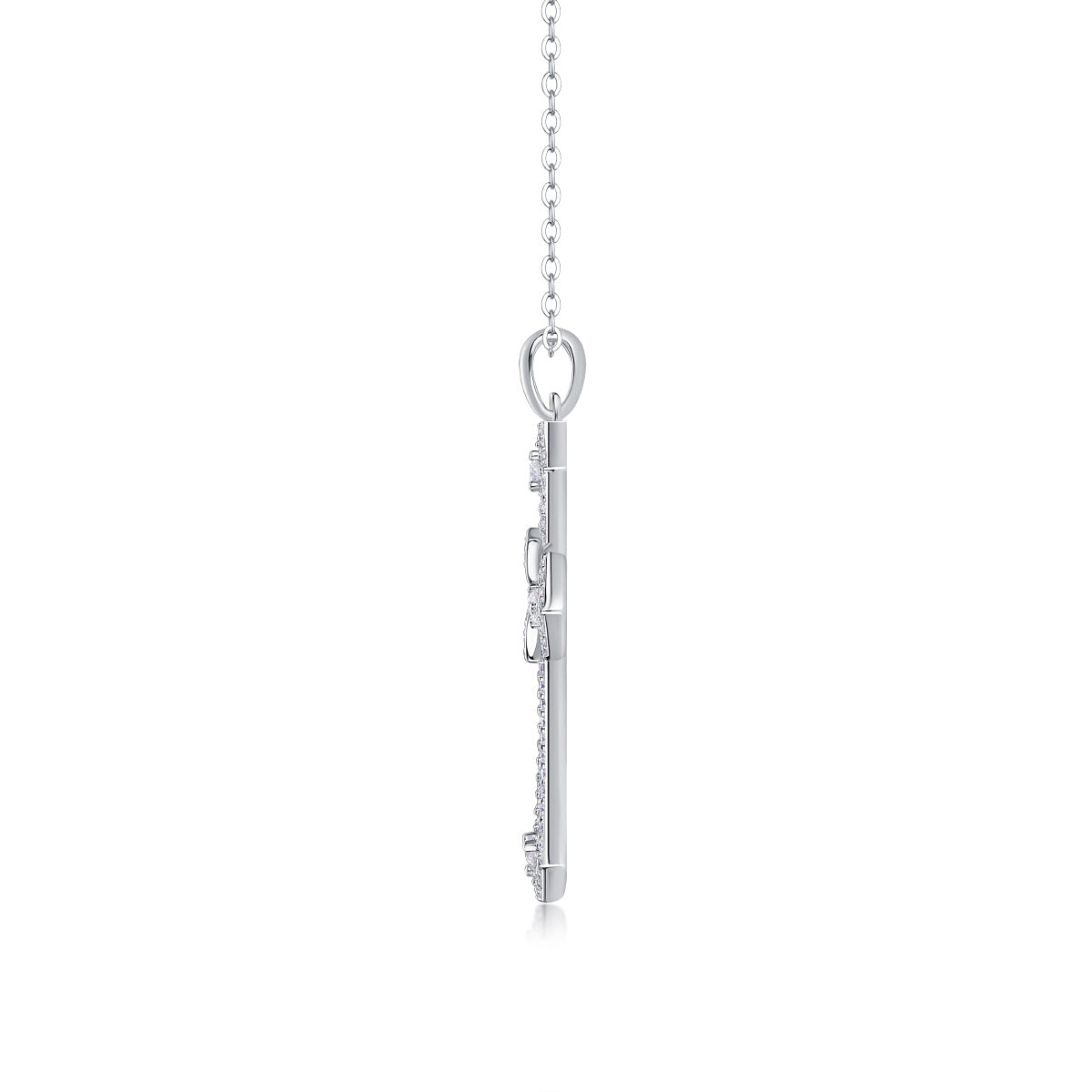 Force Luxury Diamond Necklace Set With Mossan Diamond Silver Ornaments