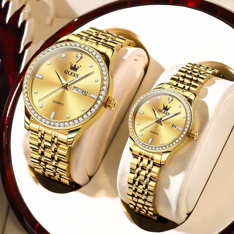 His and Hers Diamond-embedded Watch