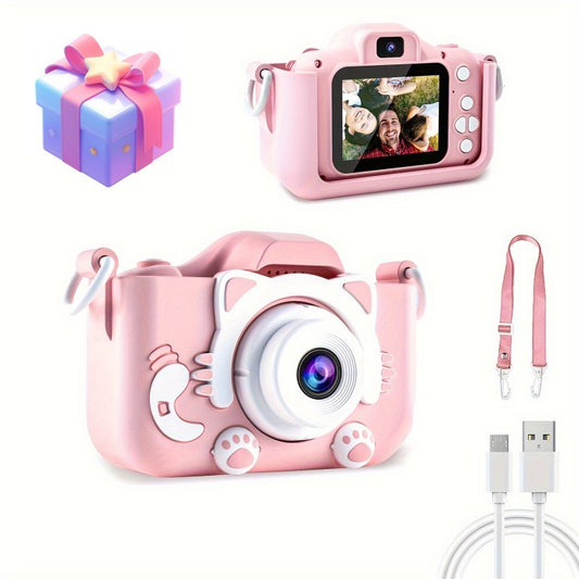 Pink Cat Camera for Photos, Videos, has 8 Filters For Selfie Mode with Built In 400mAh Battery.
